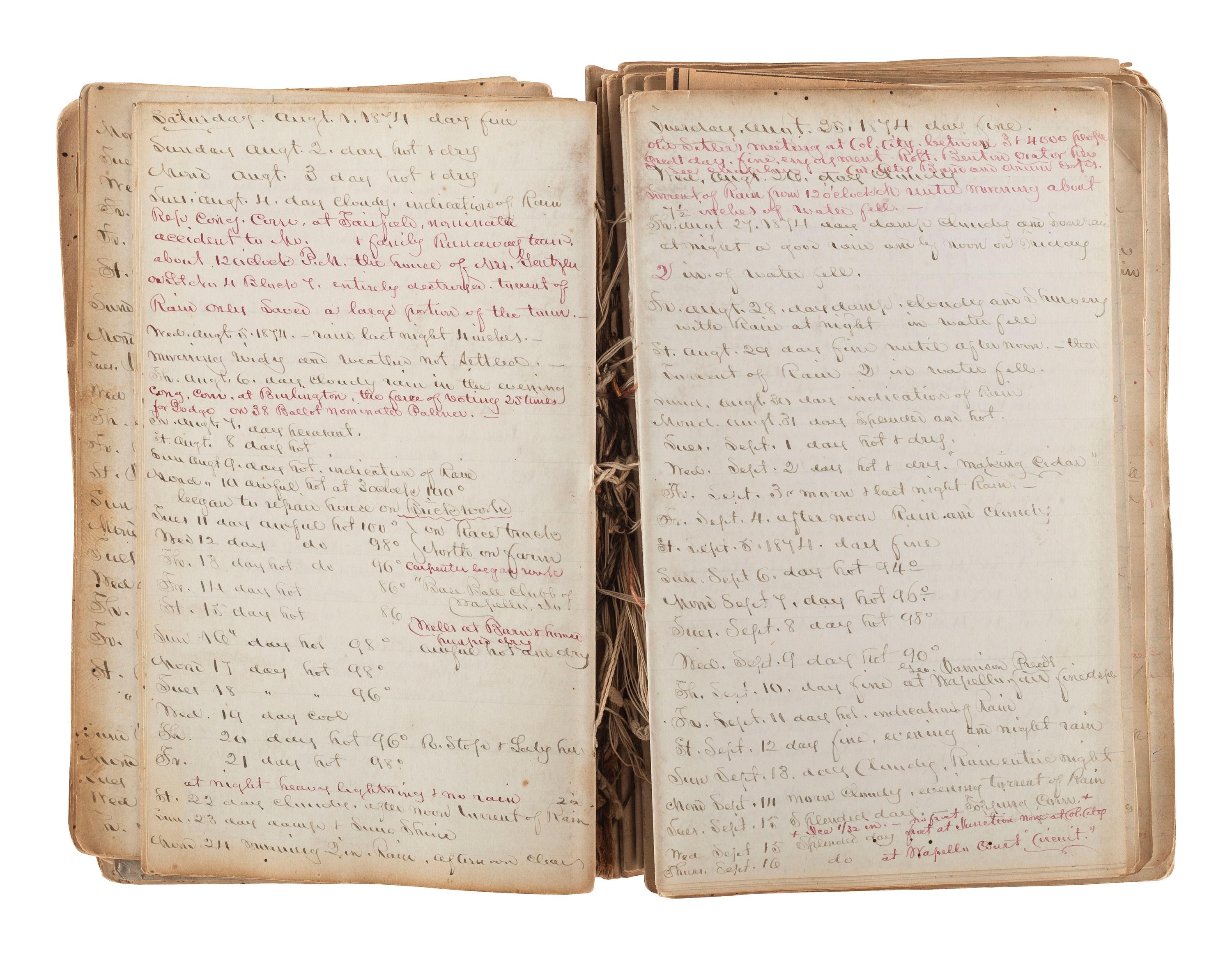 [WESTWARD EXPANSION]. A collection of 19th century diaries, journals, and letters highlighted by the Weldon family settlers' archive.