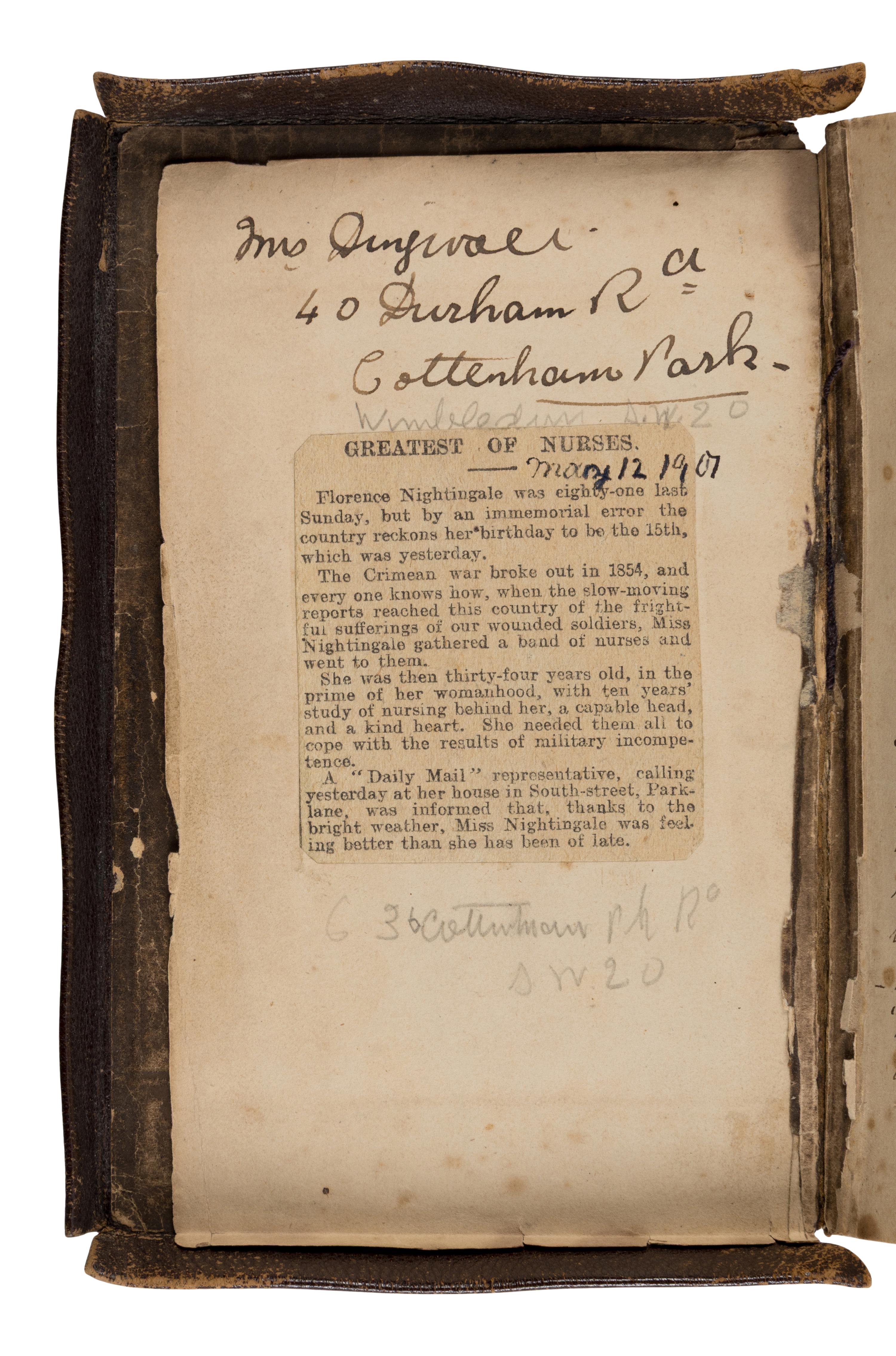 [Nightingale, Florence (1820-1910]. Bible, in English. The Holy Bible Containing the Old and New Testaments . London: Joseph Frowd & Co., n.d. [ca 1870s].