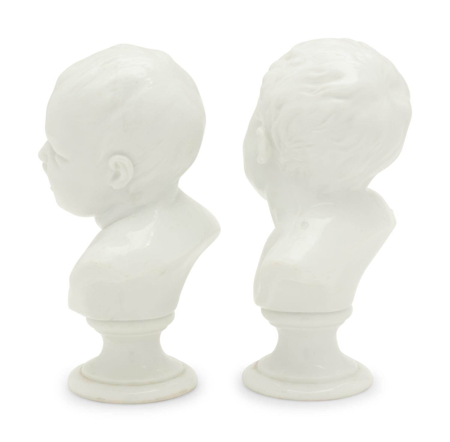 A Pair of Meissen Porcelain Busts of Children