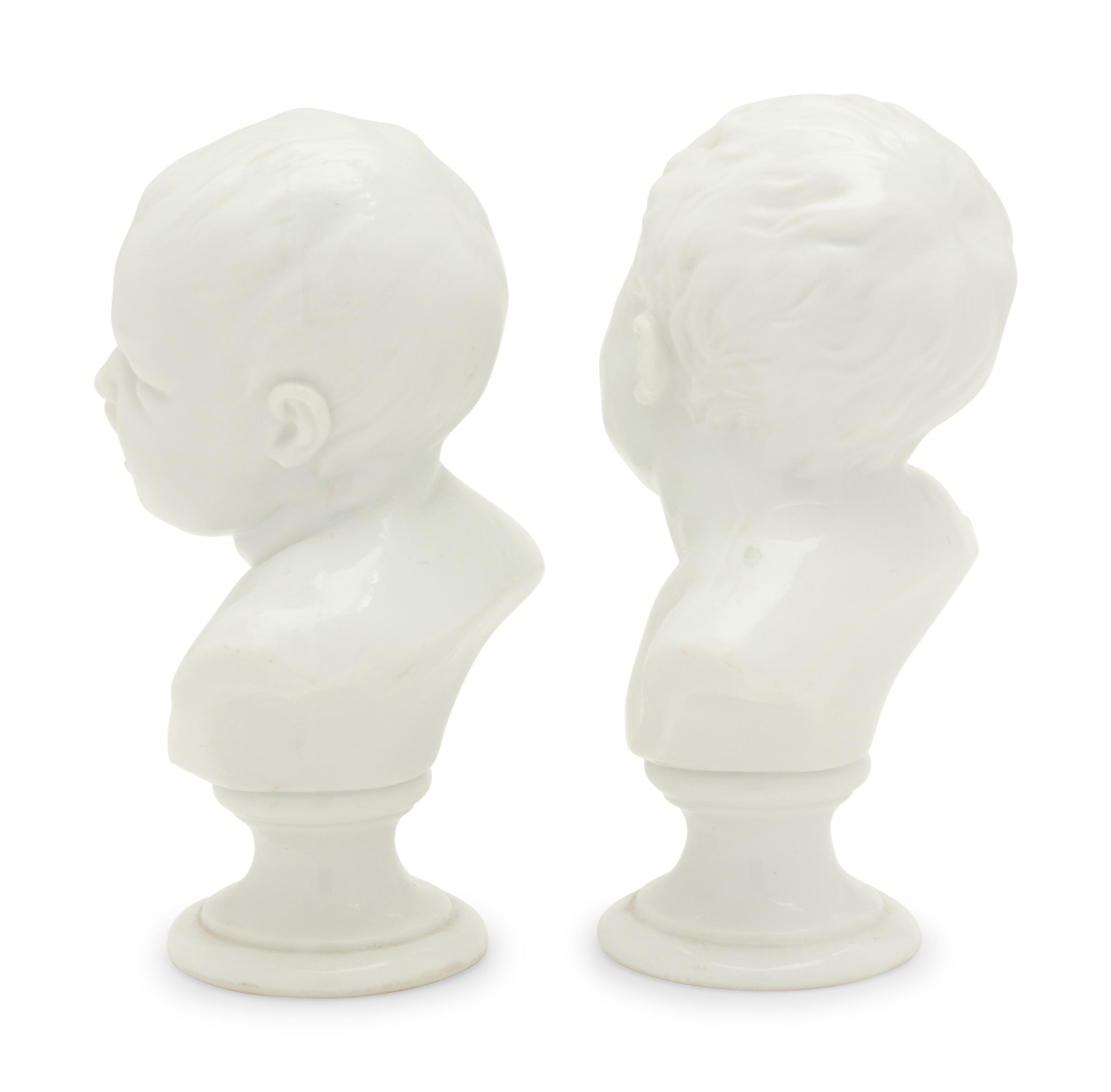 A Pair of Meissen Porcelain Busts of Children