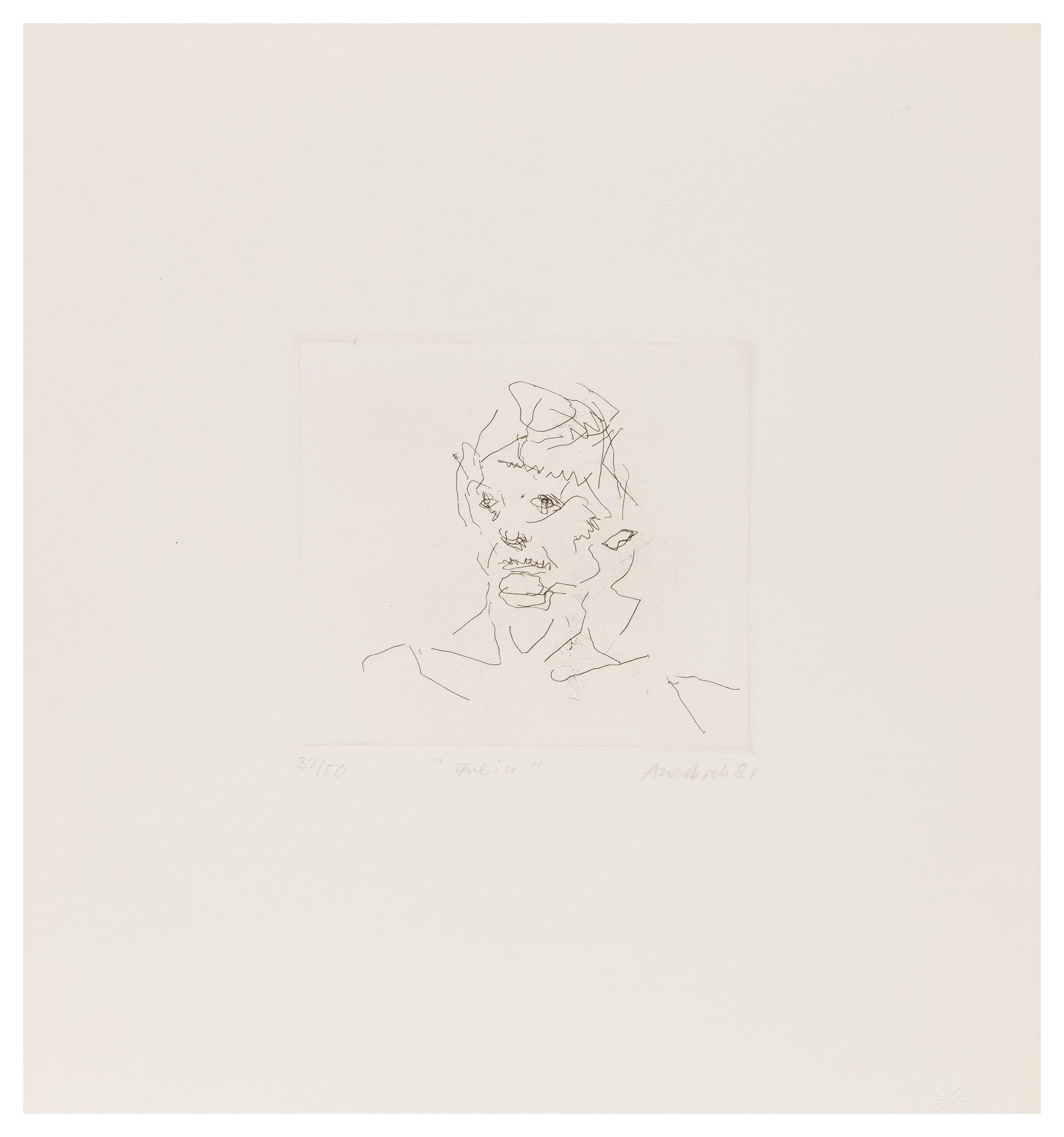 Frank Auerbach, (British, b. 1931), Julia (from Six Etchings of Heads), 1980