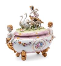 A Dresden Porcelain Figural Tureen