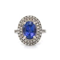 WHITE GOLD, TANZANITE, AND DIAMOND RING