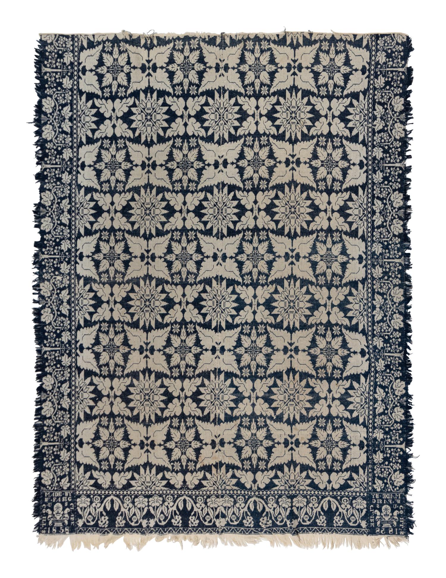 Two Cotton and Wool Jacquard Coverlets