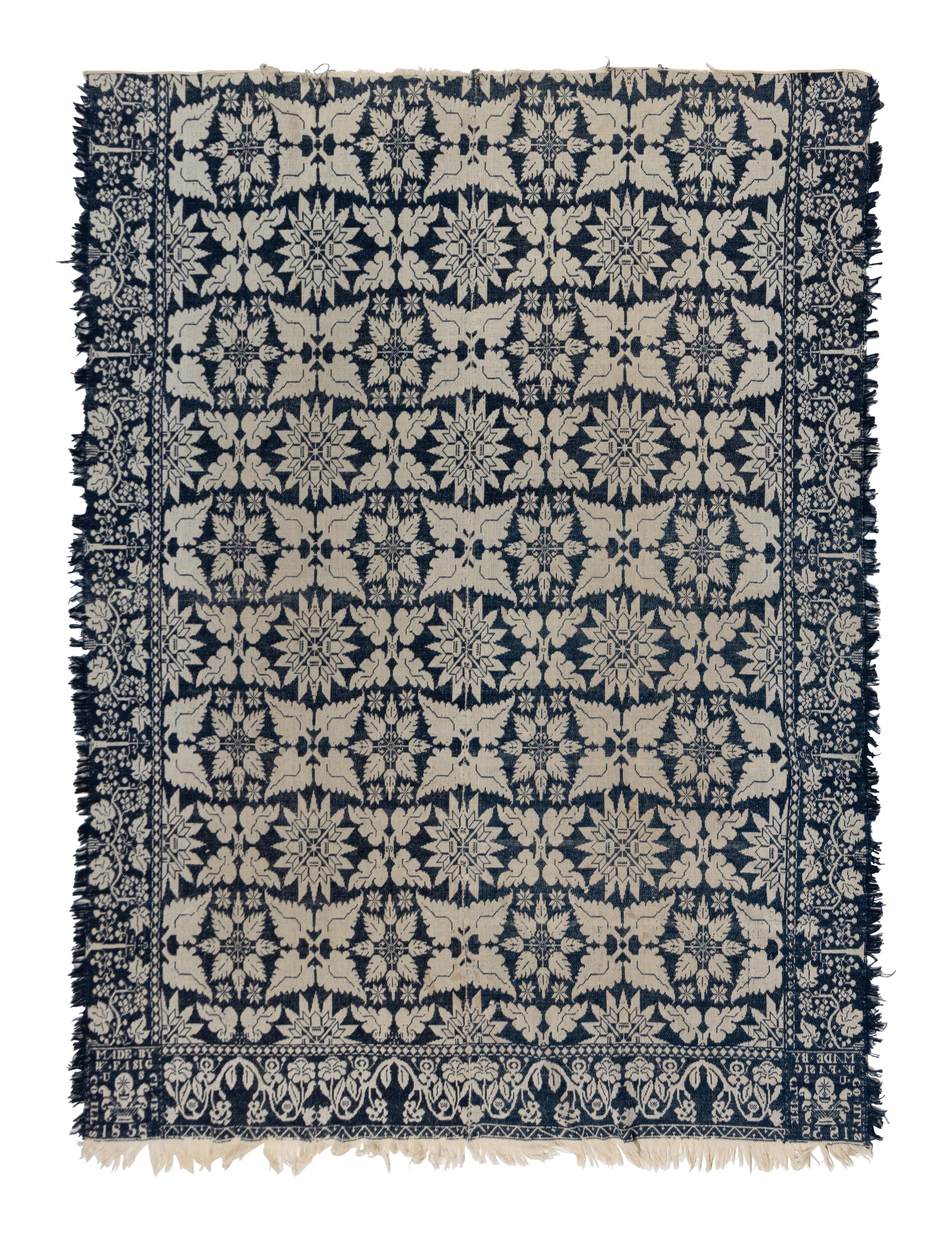 Two Cotton and Wool Jacquard Coverlets