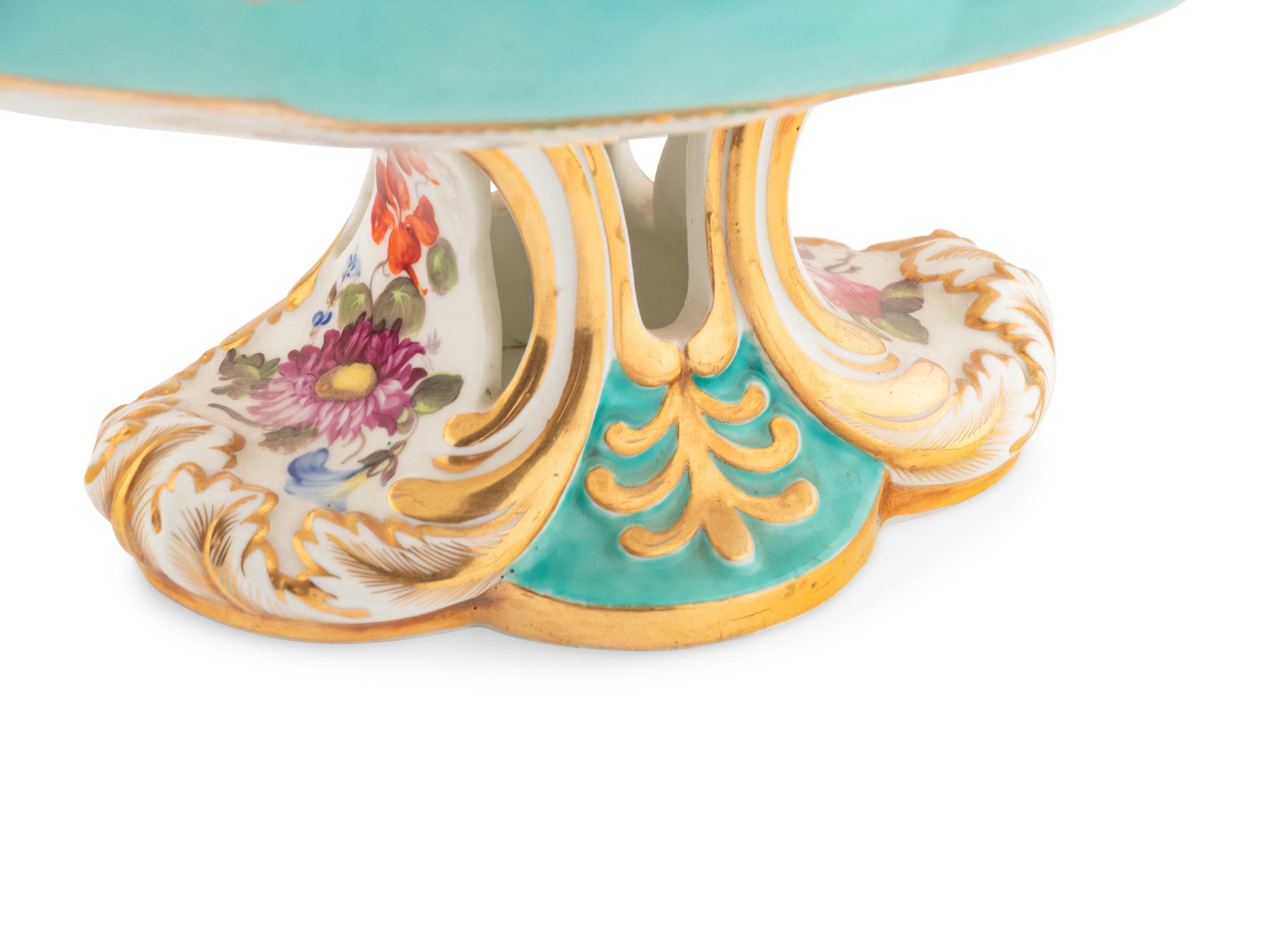An English Porcelain Dessert Stand and Sauce Tureen