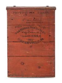 A Country Painted and Stenciled Pine Coffee or Drygoods Box