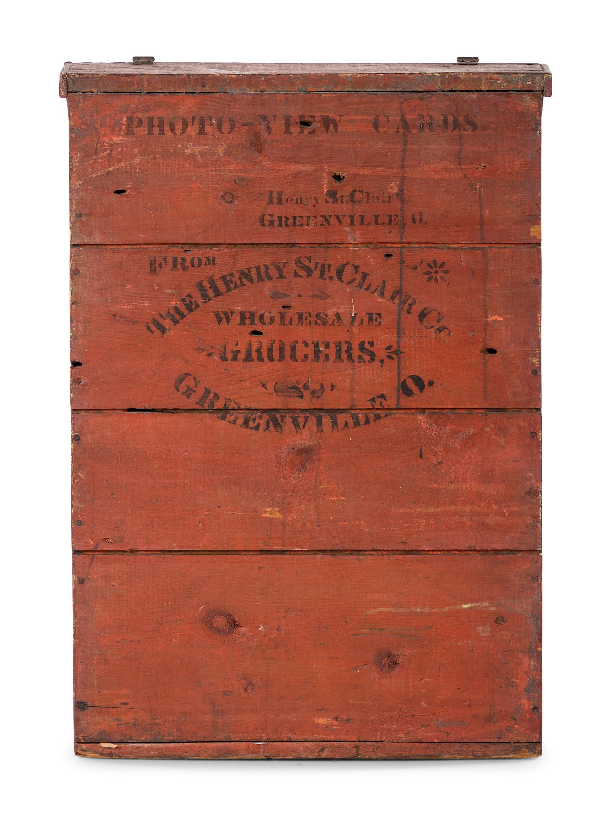 A Country Painted and Stenciled Pine Coffee or Drygoods Box