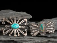 Pair of Silver and Turquoise Pins/Brooches
