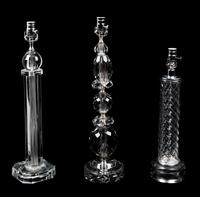 Three Modernist Cut and Molded Glass Lamps