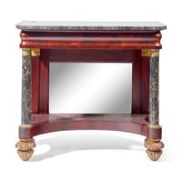 A Classical Highly Figured Mahogany, Egyptian Marble Mounted Pier Table