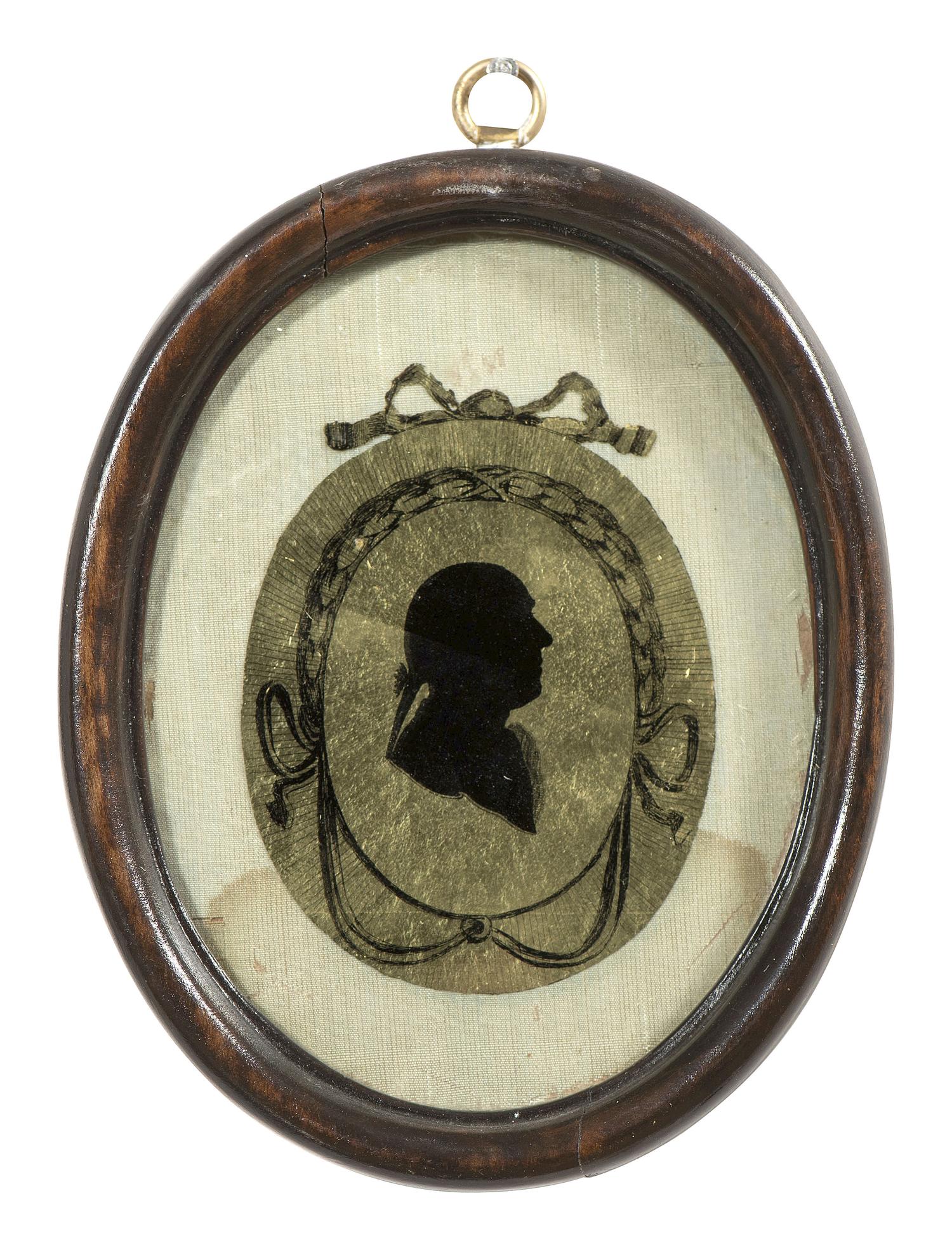 Six Verre Eglomise Silhouette Portraits of Gentlemen and Military Officers