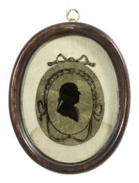 Six Verre Eglomise Silhouette Portraits of Gentlemen and Military Officers