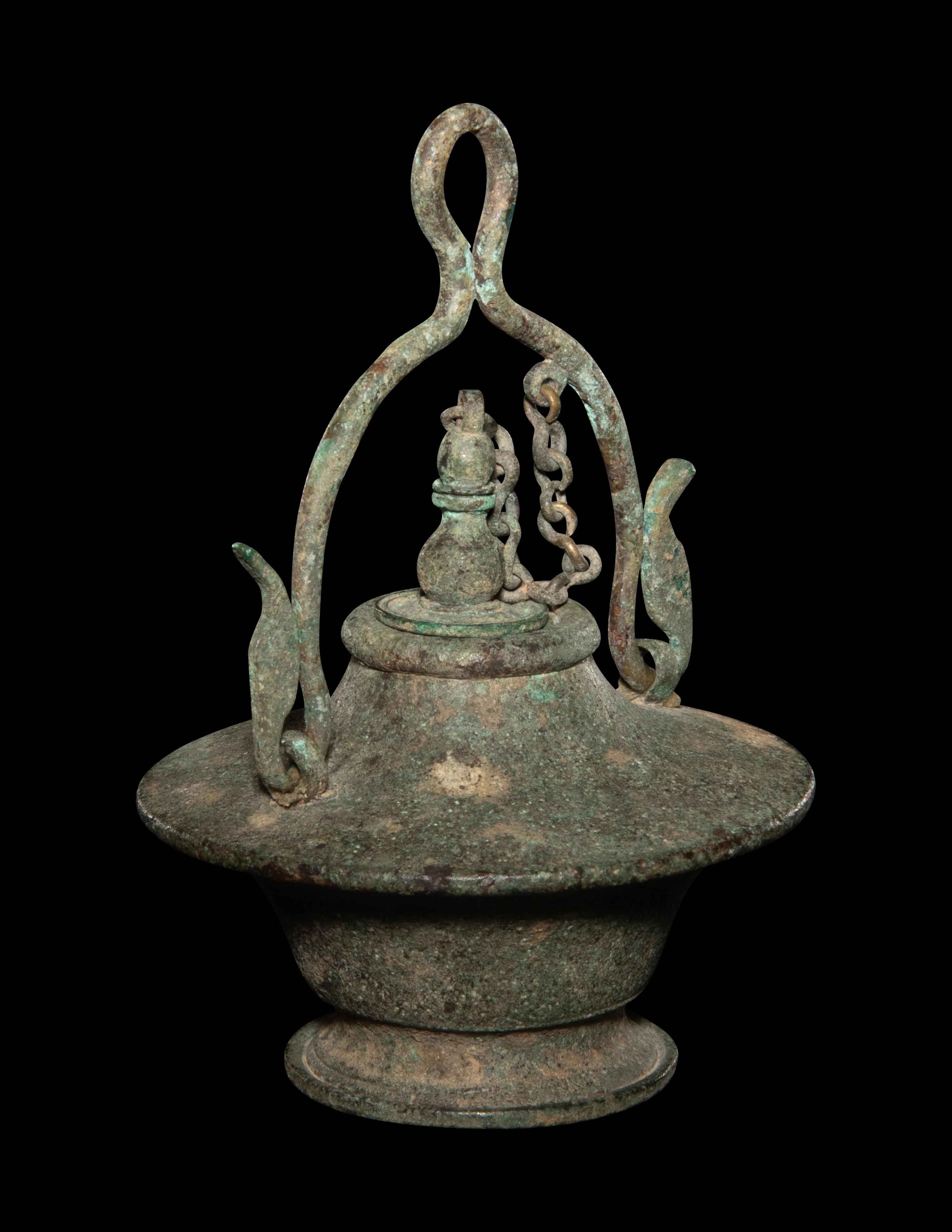 A Roman Bronze Lidded Aryballos