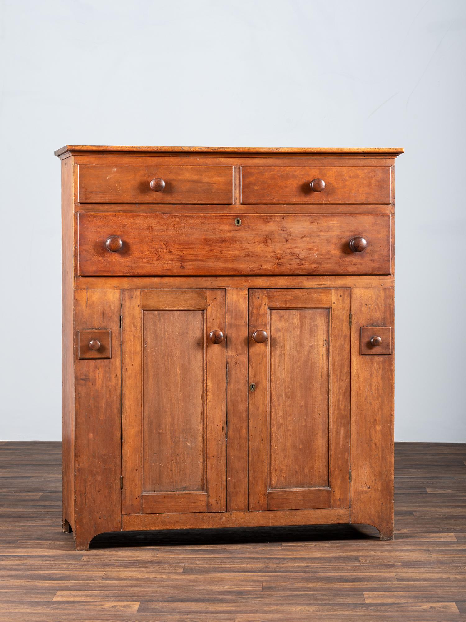 A Shaker Cherry and Pine Work Cabinet