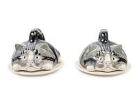 A Pair of Ceramic Figural Butter Dishes and Covers