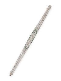 ART DECO, DIAMOND AND EMERALD BRACELET