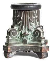 A Bronze Corinthian Capital-Form Candleholder Height 7 inches. — 20TH CENTURY