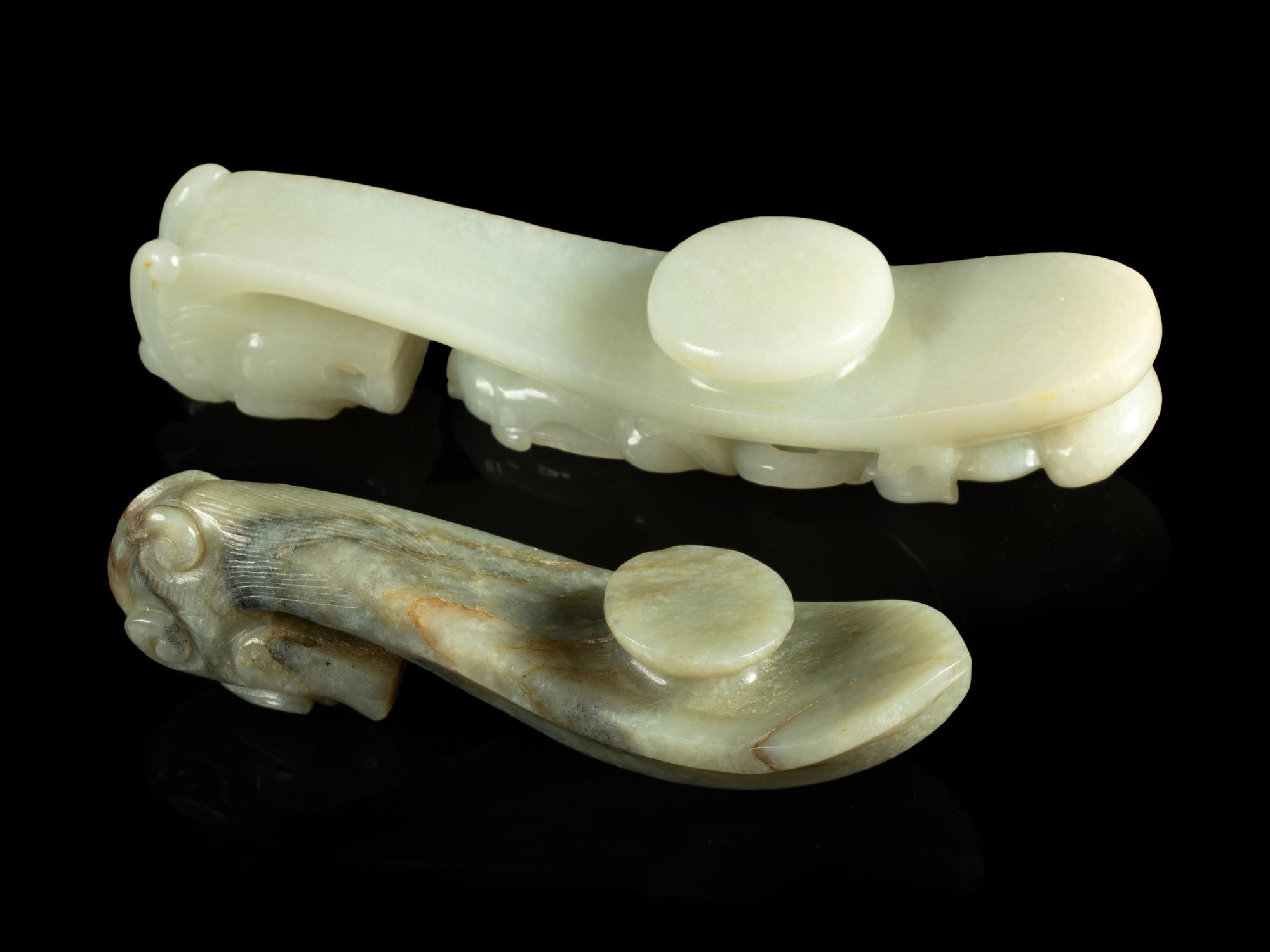 Two Jade 'Chilong' Belt Hooks