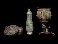 A Group of Three Silver and Bronze Vessels