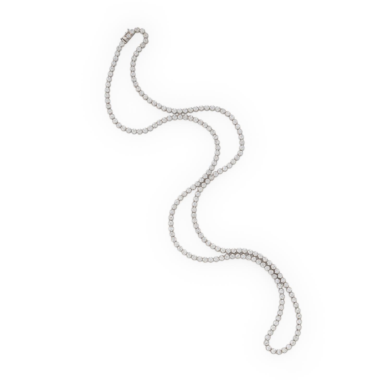 Diamond and White Gold Line Necklace