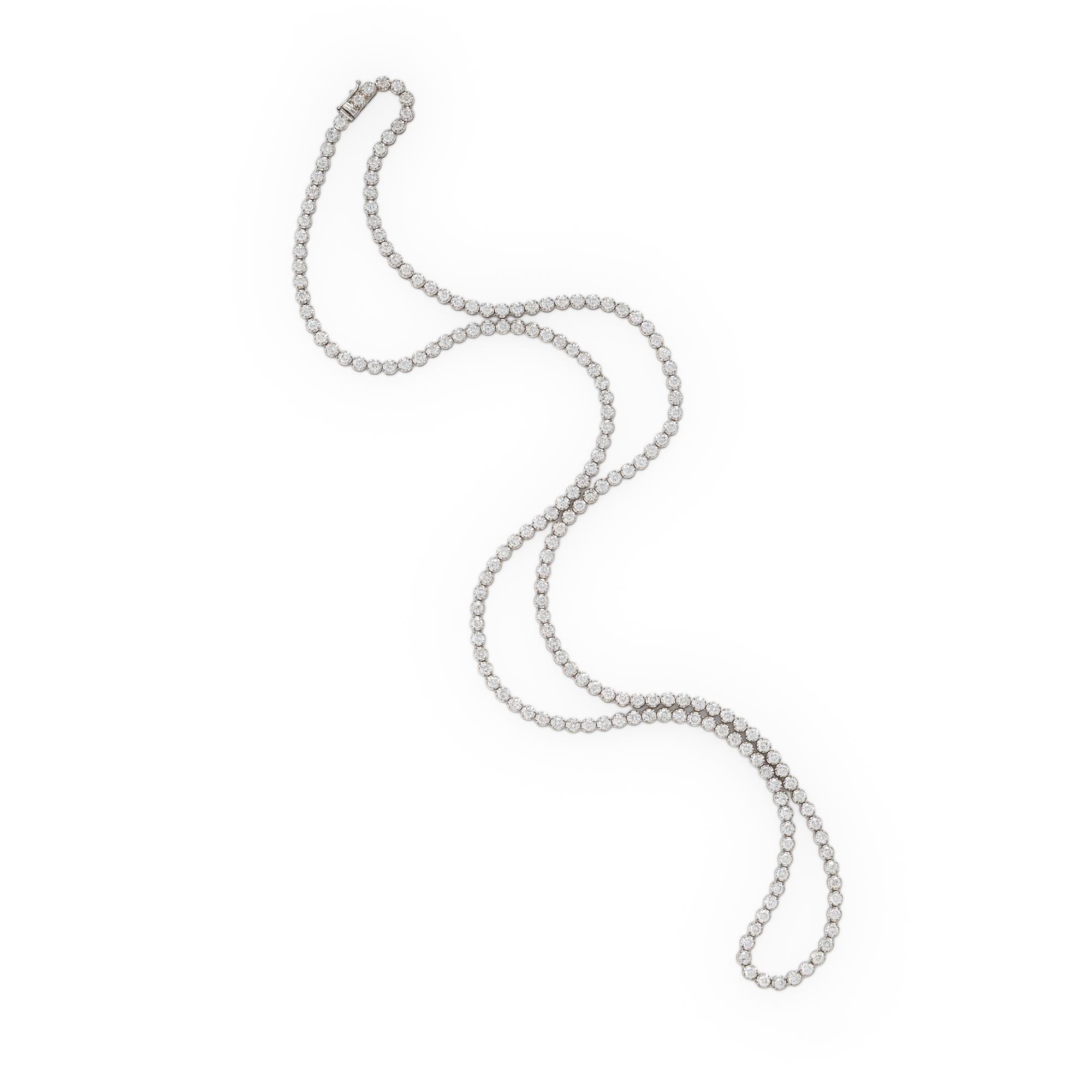 Diamond and White Gold Line Necklace