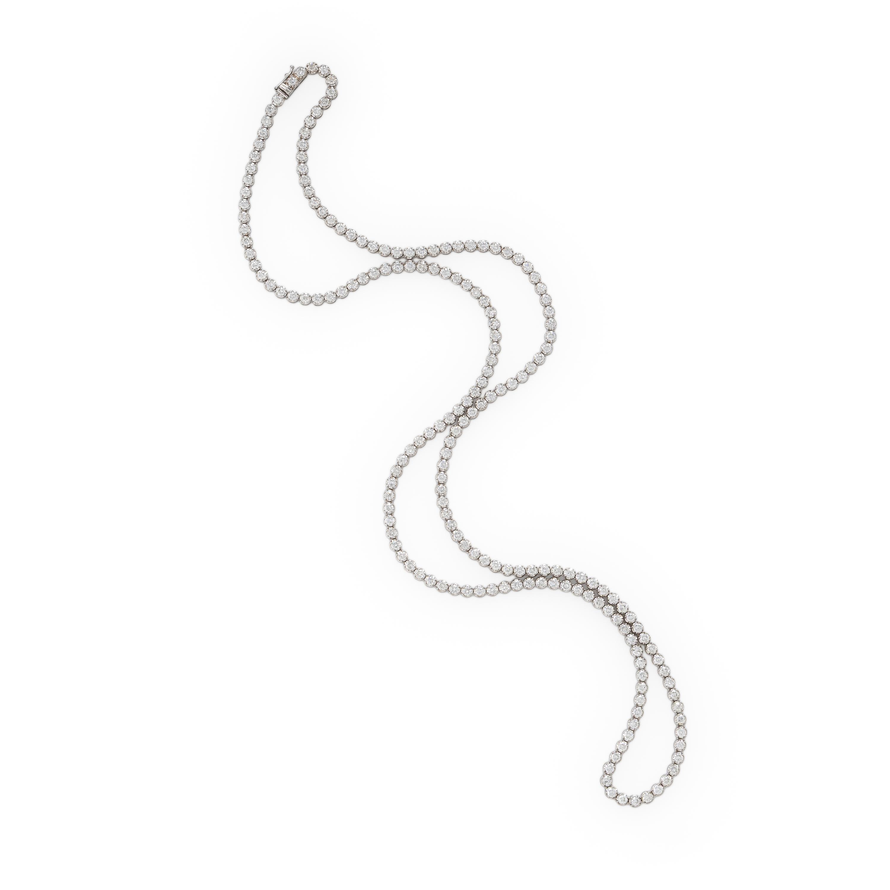 Diamond and White Gold Line Necklace