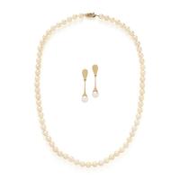 Cultured Pearl Necklace and Earrings