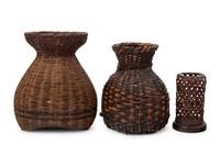 Three Japanese Ikebana Bamboo Flower Arranging Baskets