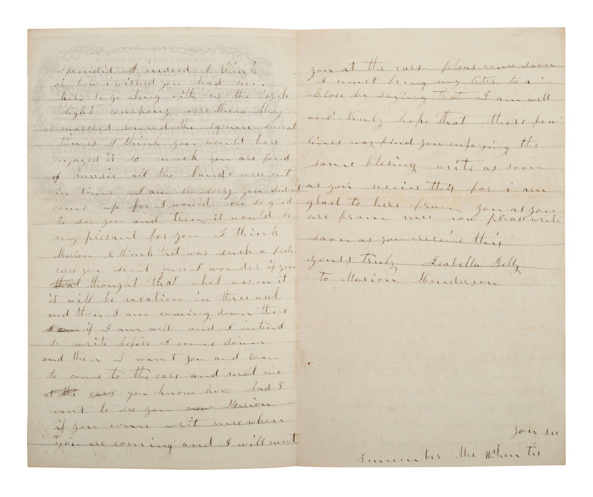 [LINCOLN, Abraham]. ALS from Springfield, IL, describing a Wide Awake procession. 8 June 1860.