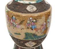 A Pair of Chinese Glazed Ceramic Vases Mounted as Lamps
