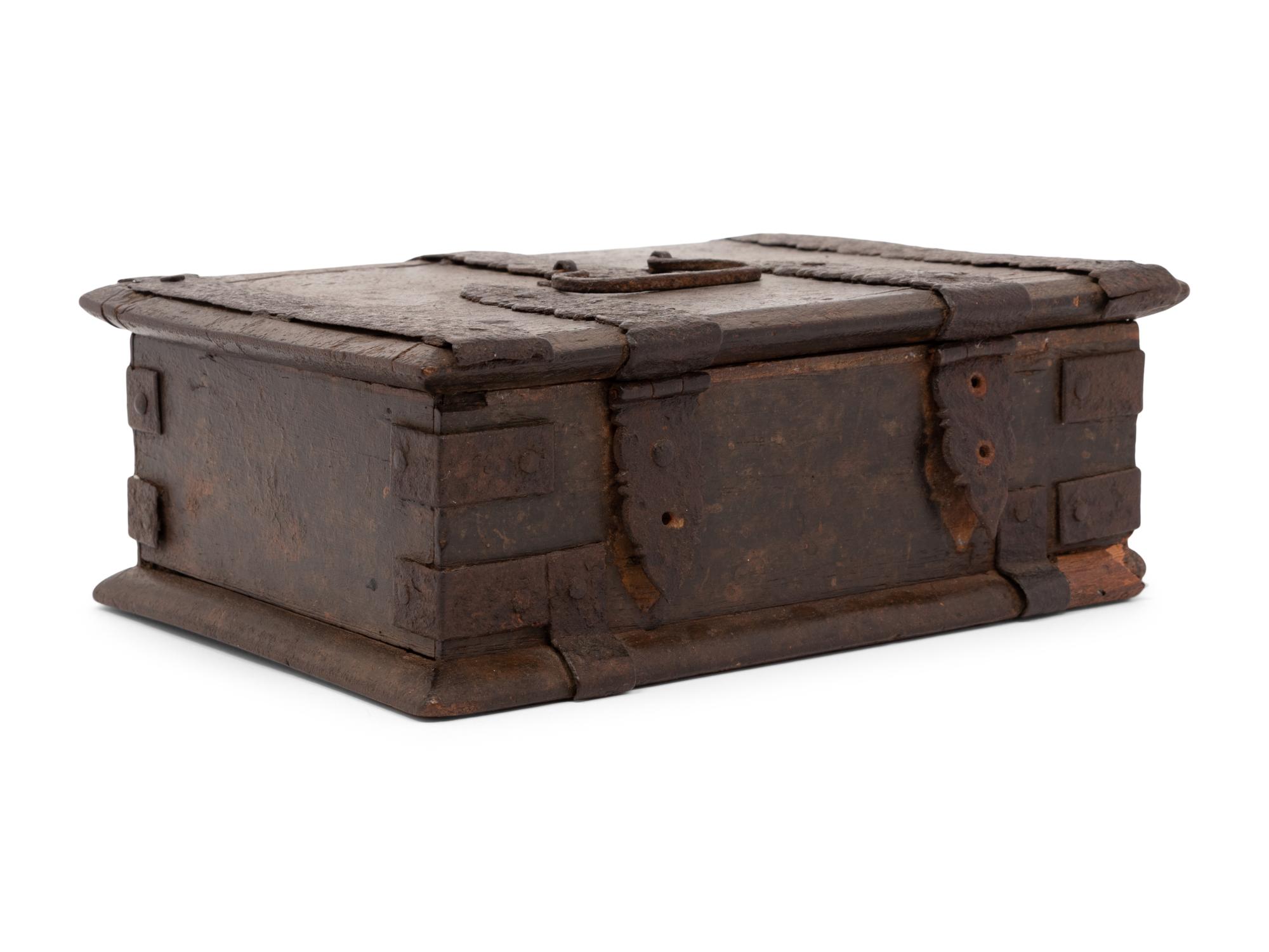 A Spanish Iron Mounted Strong Box