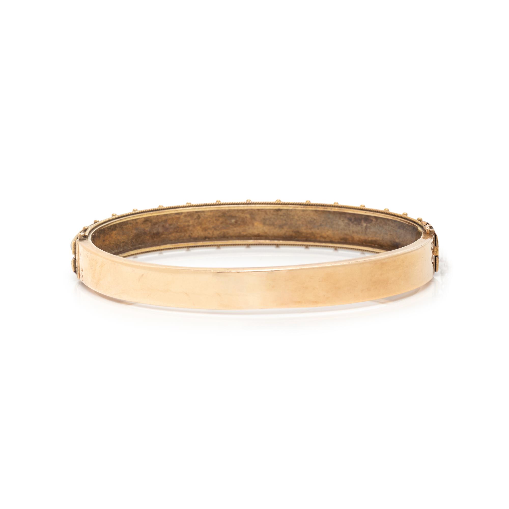ETRUSCAN REVIVAL, SEED PEARL AND YELLOW GOLD BANGLE