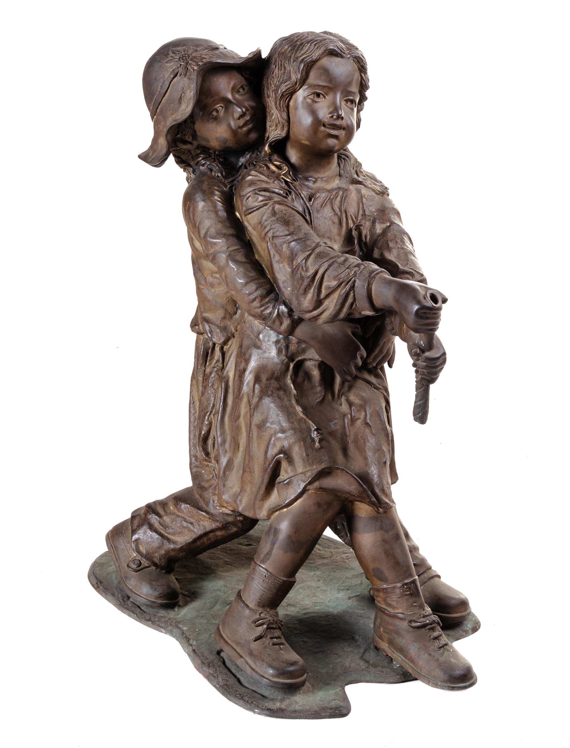 A Patinated Metal Figural Group