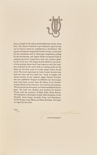 [Arion Press] [Mehretu, Julie] Poetry of Sappho
