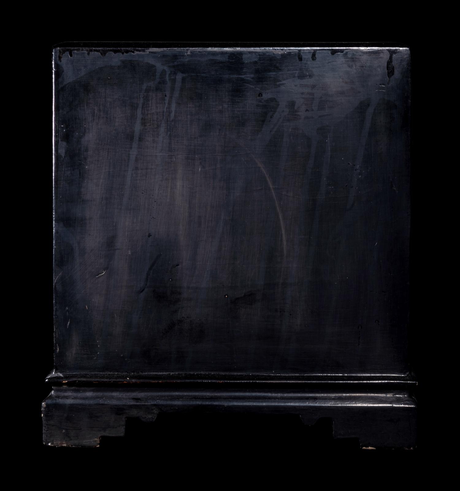 A Chinese Gilt Decorated Black Lacquered Kang Cabinet