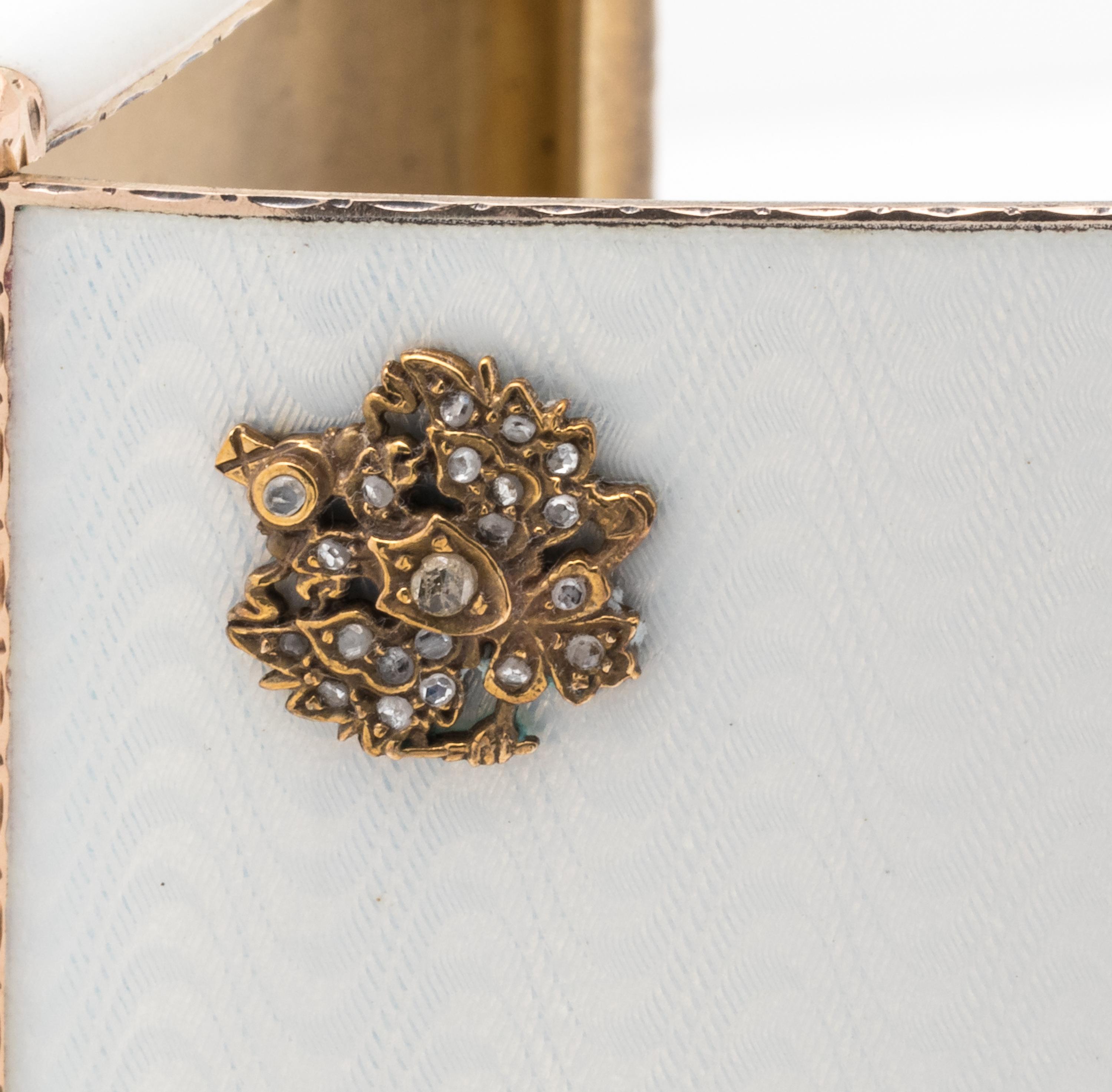 A Russian Silver, Gold and Guilloché Enamel Cigarette Case