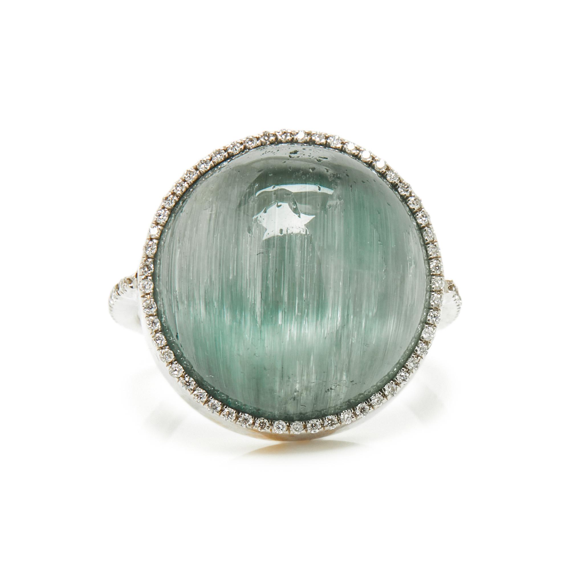 CAT'S EYE TOURMALINE AND DIAMOND RING