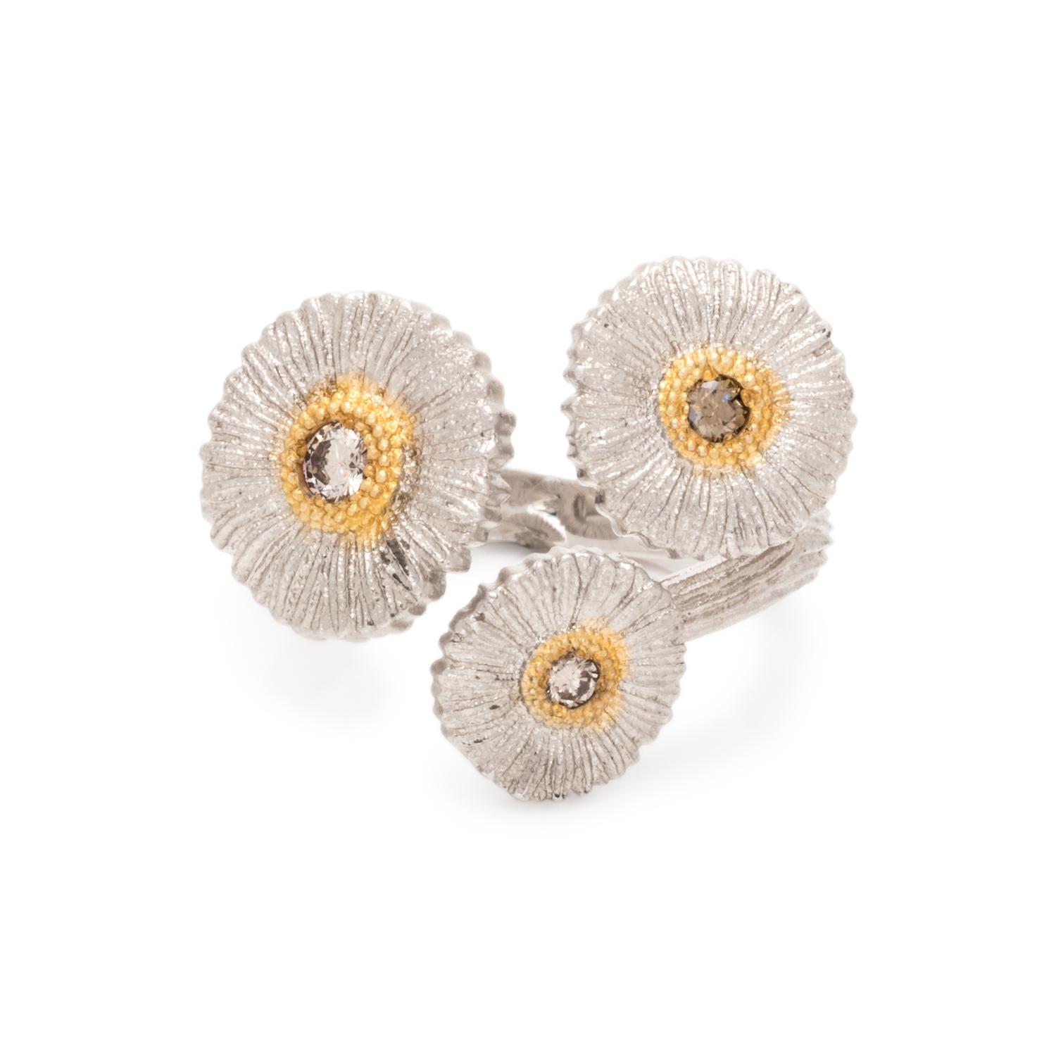 BUCCELLATI, STERLING SILVER, YELLOW GOLD AND DIAMOND 'BLOSSOMS' RING