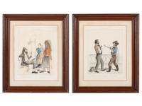 [WESTERN AMERICANA]. 2 lithographs from Tipos Californianos, featuring depictions of gold miners.