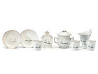 A Chinese Export Porcelain Nine-Piece Grisaille Tea Service