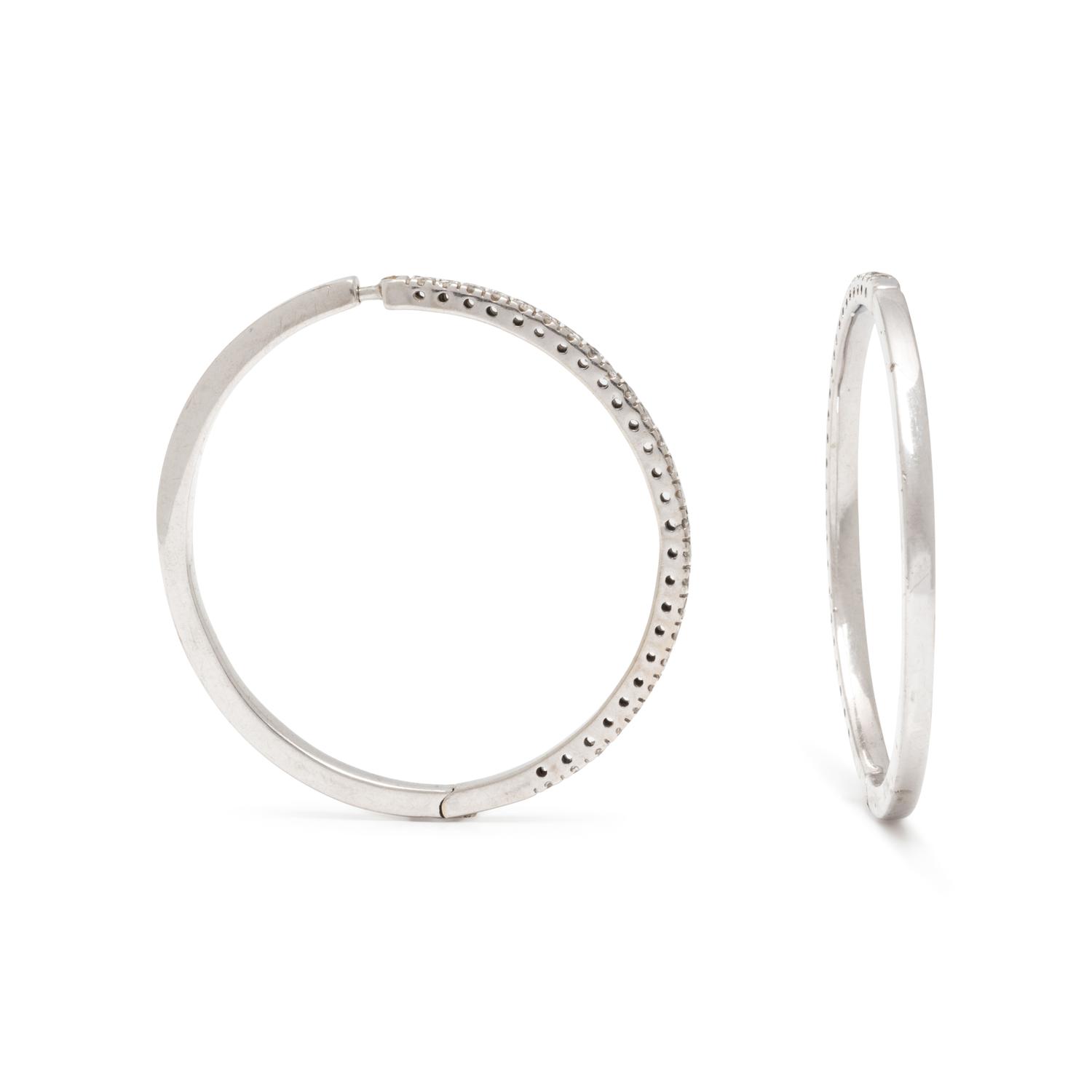 WHITE GOLD AND DIAMOND HOOP EARRINGS