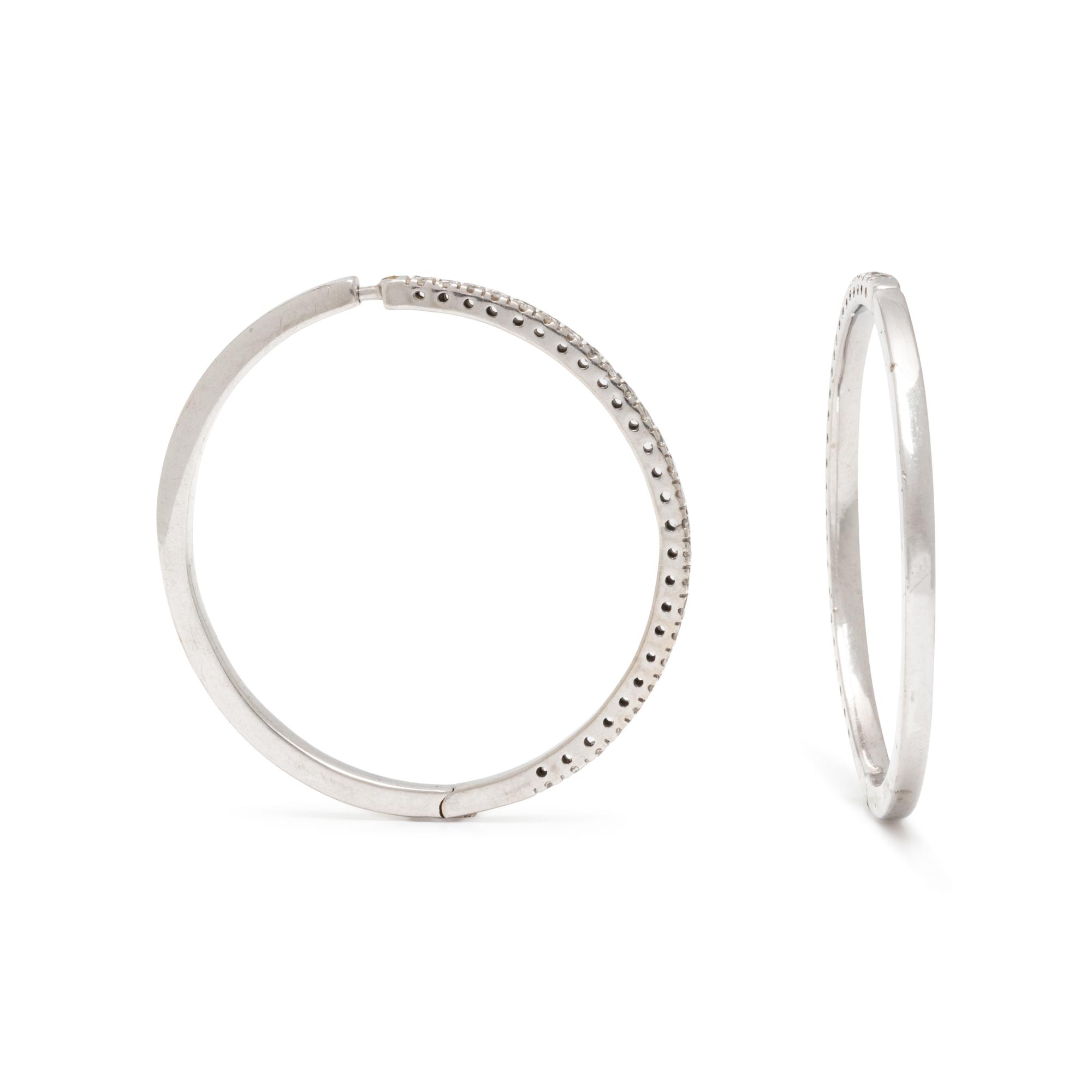 WHITE GOLD AND DIAMOND HOOP EARRINGS