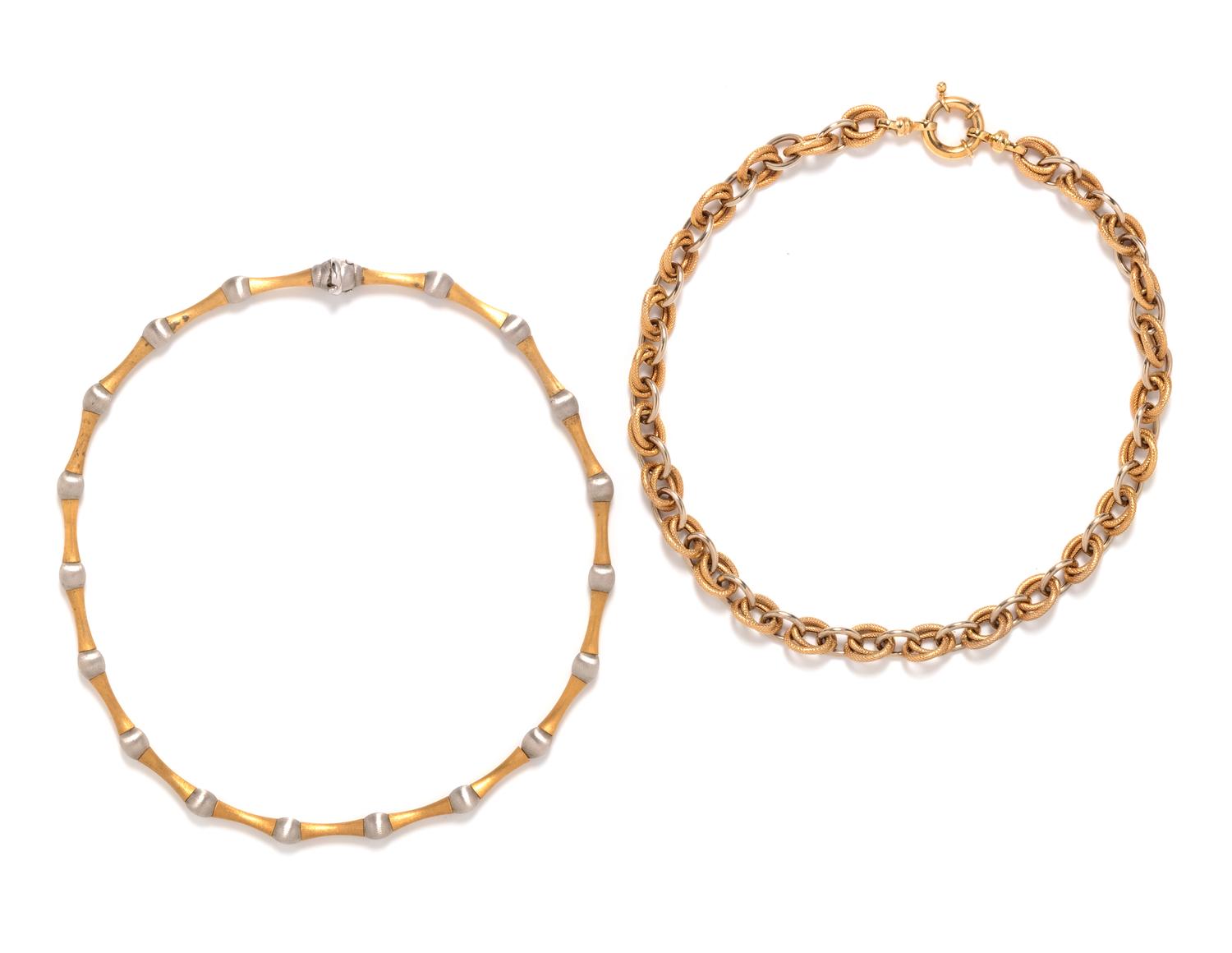 COLLECTION OF BICOLOR GOLD NECKLACES