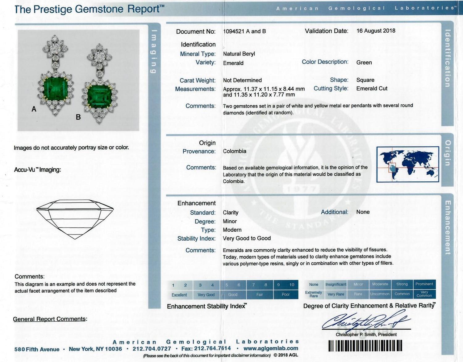 LAZARE KAPLAN, COLOMBIAN EMERALD AND DIAMOND EARRINGS