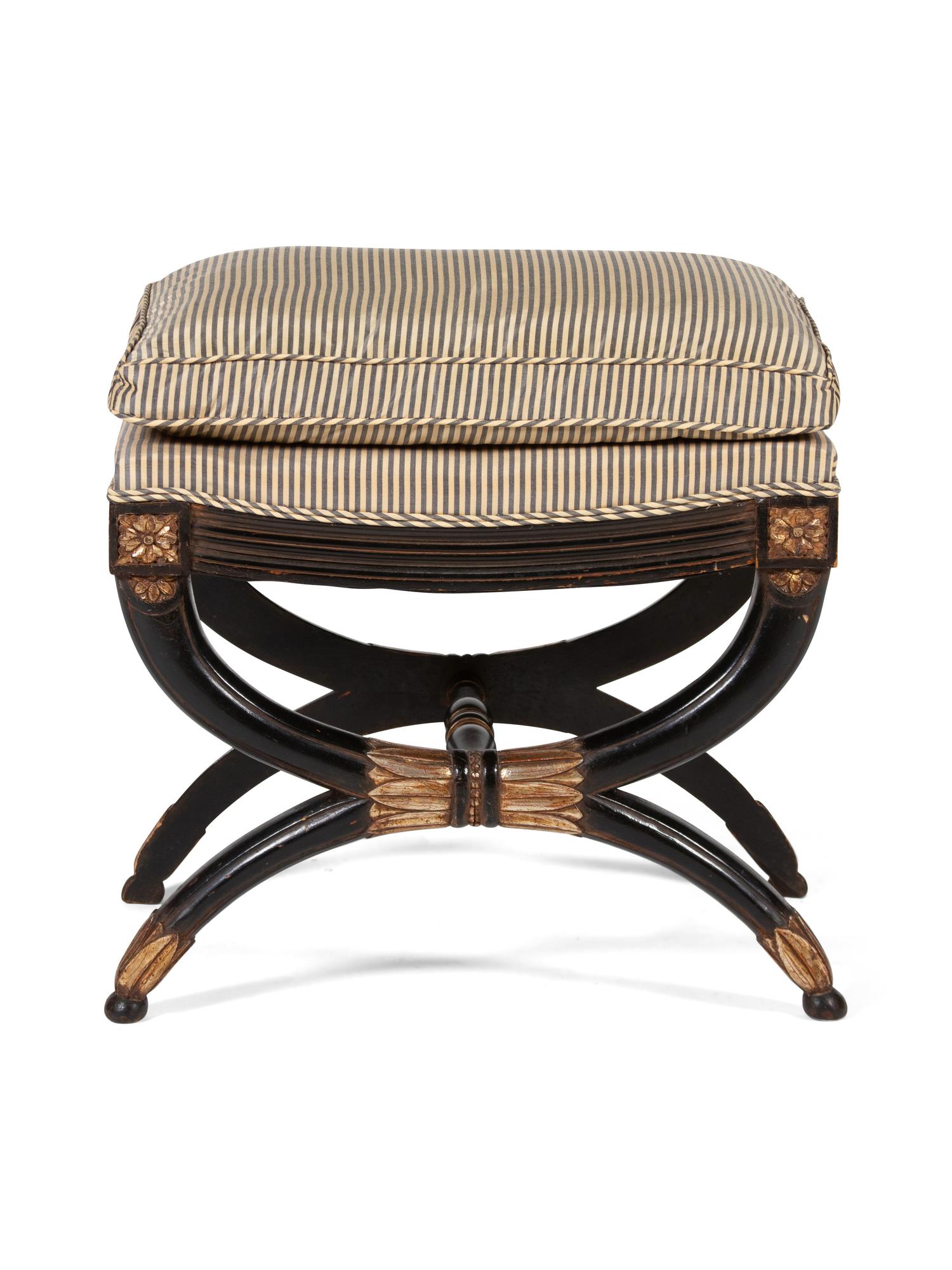 An Empire Style Ebonized and Parcel Gilt Cerule-Form Tabouret — 19TH CENTURY