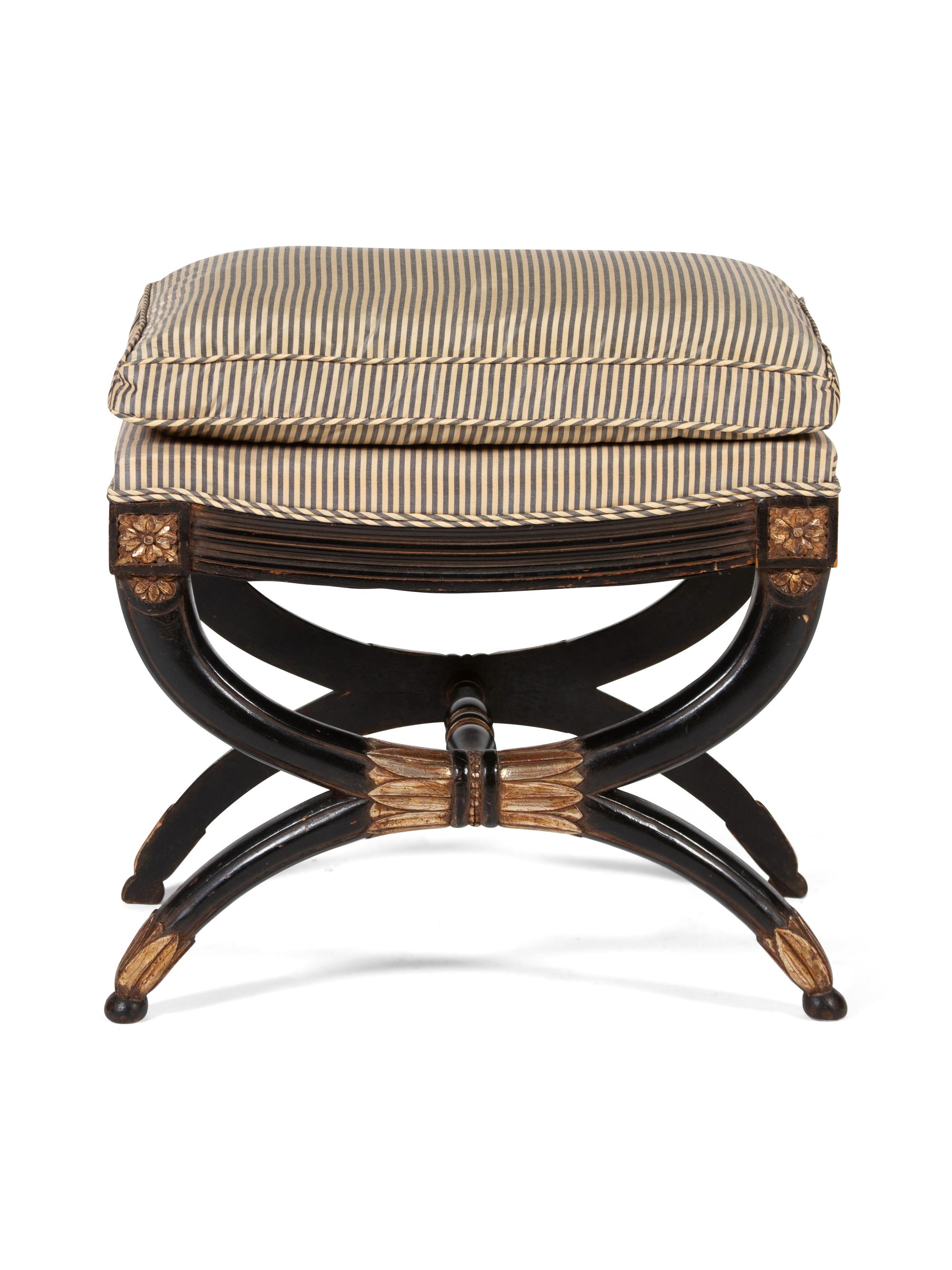 An Empire Style Ebonized and Parcel Gilt Cerule-Form Tabouret — 19TH CENTURY