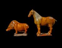 Two Chinese Brown Glazed Animal Figures