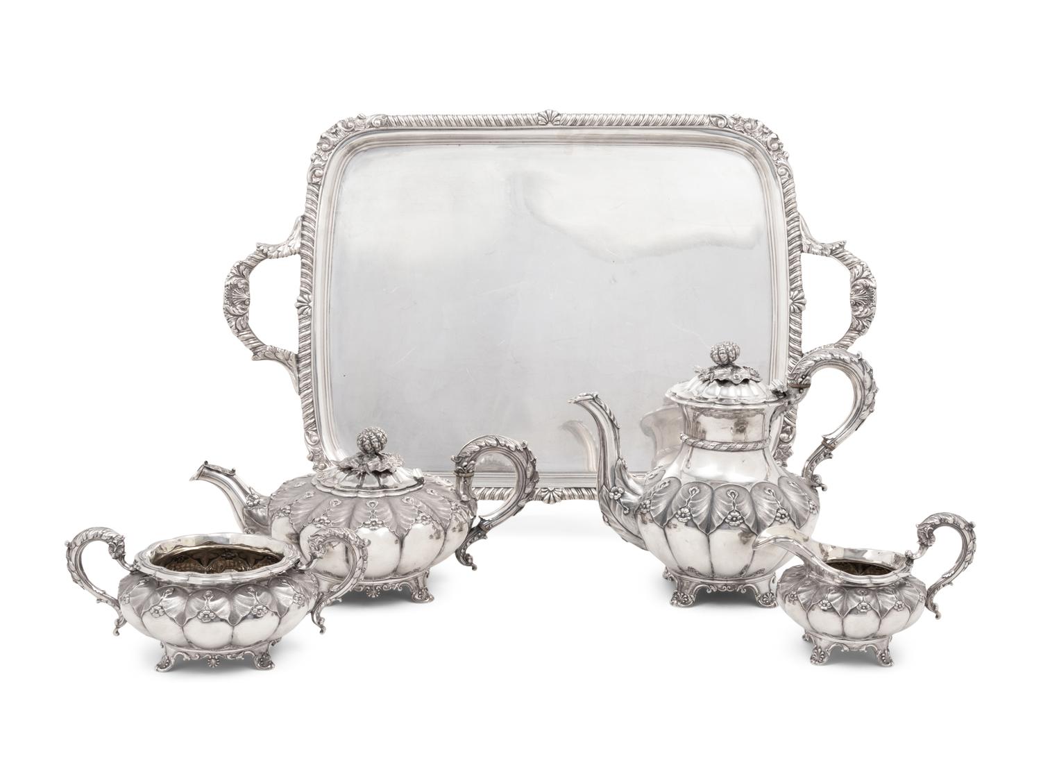 A George IV Silver Four-Piece Tea and Coffee Service