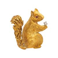 Yellow Gold Squirrel Brooch